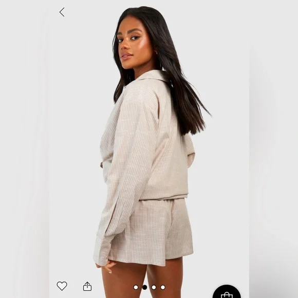 NWOT COTTON TONAL PINSTRIPE PAJAMA SET - Picture 4 of 6